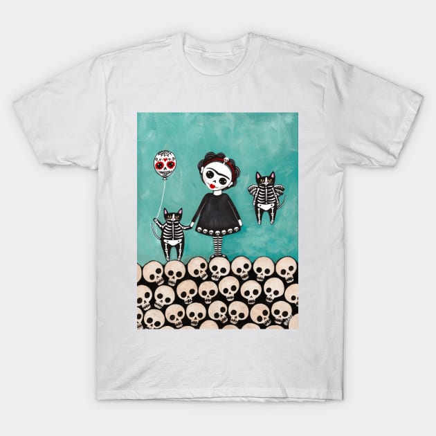 Day of the Dead Cats T-Shirt by KilkennyCat Art